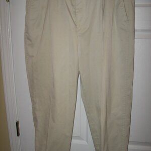 Lands' End Pleated Front Khaki Pants Men's 38 Regular Beige